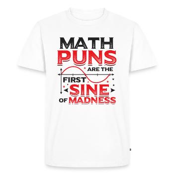 Professeur de mathématiques, étudiant en mathématiques, jeux de mots mathématiques - T-shirt Premium bio Homme - blanc - Devant - Nico (187cm)