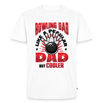 Papa bowling, comme un papa normal, mais plus cool - T-shirt Premium bio Homme - blanc - Devant - Nico (187cm)