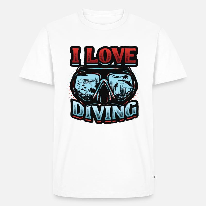 Ich Liebe Tauchen, Gerätetauchen - Männer Premium Bio T-Shirt - Weiß