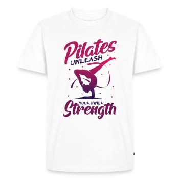Pilates, unleash your inner strength - Men's Premium Organic T-Shirt - white - Front - Nico (187cm)
