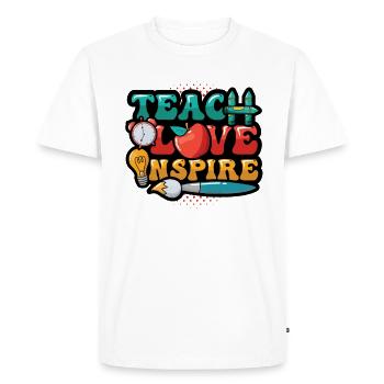 Teachers teach, love inspires - Men's Premium Organic T-Shirt - white - Front - Nico (187cm)