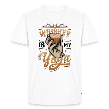 Le whisky est mon yoga, amateur de whisky - T-shirt Premium bio Homme - blanc - Devant - Nico (187cm)