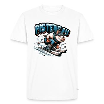 Skier Pig Pistensau Après-ski - T-shirt Premium bio Homme - blanc - Devant - Nico (187cm)