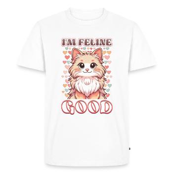 Drôle De Chat Dame, Chat Maman - T-shirt Premium bio Homme - blanc - Devant - Nico (187cm)