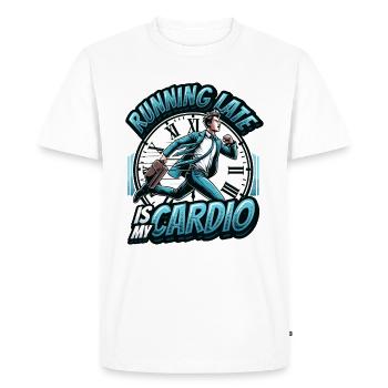 Courir en retard Humour Sarcasme Toujours en retard - T-shirt Premium bio Homme - blanc - Devant - Nico (187cm)