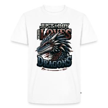 Just A Boy Who Loves Dragons - Boys Dragons - Men's Premium Organic T-Shirt - white - Front - Nico (187cm)