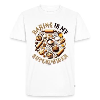 Pâtisserie Superpower Boulanger Dessert Confiseur - T-shirt Premium bio Homme - blanc - Devant - Nico (187cm)