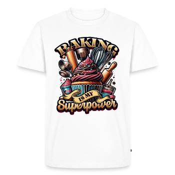Pâtisserie Superpower Boulanger Dessert Confiseur - T-shirt Premium bio Homme - blanc - Devant - Nico (187cm)