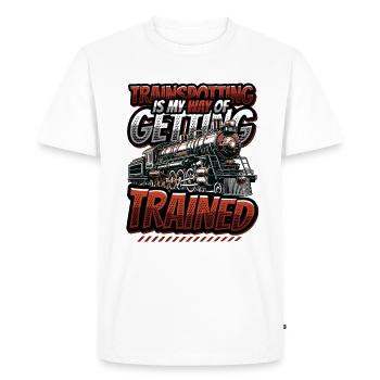 Trainspotting Train Lovers Trains - Men's Premium Organic T-Shirt - white - Front - Nico (187cm)