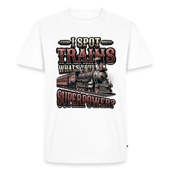 Trainspotting Train Lovers Trains - Men's Premium Organic T-Shirt - white - Front - Nico (187cm)