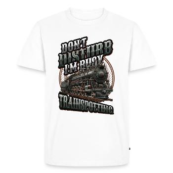 Trainspotting Train Lovers Trains - Men's Premium Organic T-Shirt - white - Front - Nico (187cm)