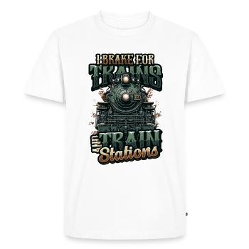 Trainspotting Train Lovers Trains - Men's Premium Organic T-Shirt - white - Front - Nico (187cm)