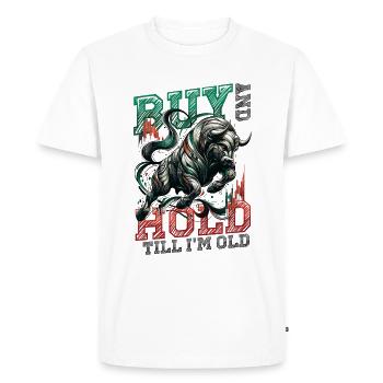 Financial Freedom Actions Investisseur Marché boursier - T-shirt Premium bio Homme - blanc - Devant - Nico (187cm)