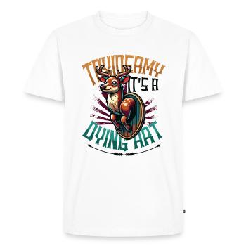 Taxidermie : c’est un motif de cerf d’art mourant - T-shirt Premium bio Homme - blanc - Devant - Nico (187cm)