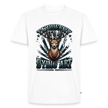 Taxidermie : c’est un motif de cerf d’art mourant - T-shirt Premium bio Homme - blanc - Devant - Nico (187cm)