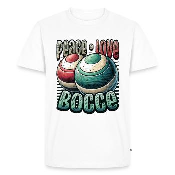 Peace Love Boccia - Éventails de Boccia Style Vintage - T-shirt Premium bio Homme - blanc - Devant - Nico (187cm)