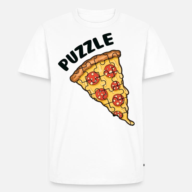 Pizza Stück Puzzle Puzzles Rätsel - Männer Premium Bio T-Shirt - Weiß