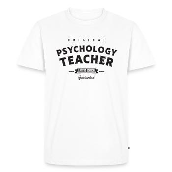 Professeur de psychologie Drôle Titre du poste Profession - T-shirt Premium bio Homme - blanc - Devant - Nico (187cm)