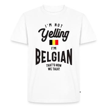 Je ne crie pas Je suis belge drôle Belgian Pride - T-shirt Premium bio Homme - blanc - Devant - Nico (187cm)
