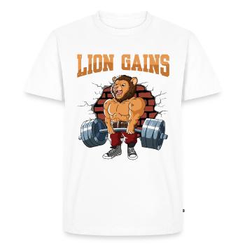 Fitness Training Pumps Leo chez Deadlift Fitness - T-shirt Premium bio Homme - blanc - Devant - Nico (187cm)