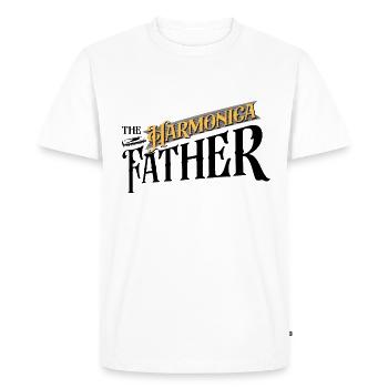 The Harmonica Father Harmonicist Mouth Harp Gift - Men's Premium Organic T-Shirt - white - Front - Nico (187cm)