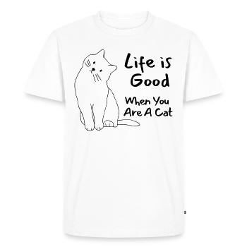La vie est belle quand on est un chat - T-shirt Premium bio Homme - blanc - Devant - Nico (187cm)