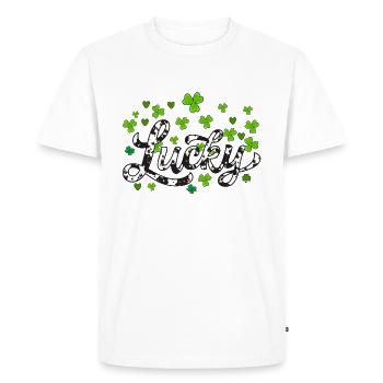 Lucky St Patricks Day, trèfle léopard - T-shirt Premium bio Homme - blanc - Devant - Nico (187cm)
