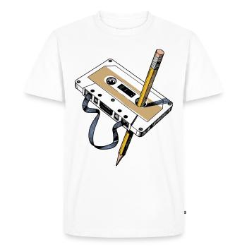 Cassette rétro avec crayon des années 80 Tape Salad Analog - T-shirt Premium bio Homme - blanc - Devant - Nico (187cm)