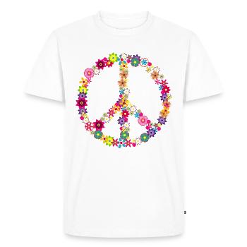 Peace Blumen Peacezeichen Hippie Geschenk - Männer Premium Bio T-Shirt - Weiß - Vorne - Nico (187cm)
