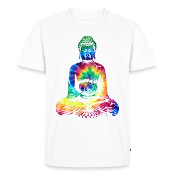 Buddha Tie Dye Vintage Yoga - Men's Premium Organic T-Shirt - white - Front - Nico (187cm)