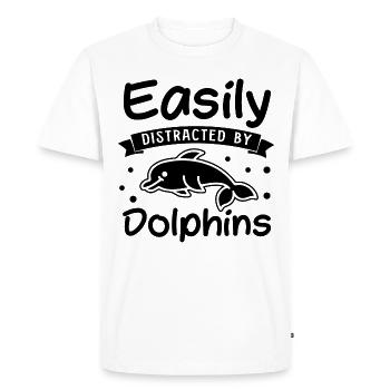 Distrait par les dauphins Animaux marins Océan - T-shirt Premium bio Homme - blanc - Devant - Nico (187cm)
