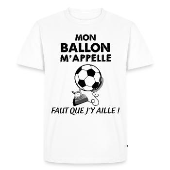 Ballon De Foot Téléphone Humour Football - T-shirt Premium bio Homme - blanc - Devant - Nico (187cm)