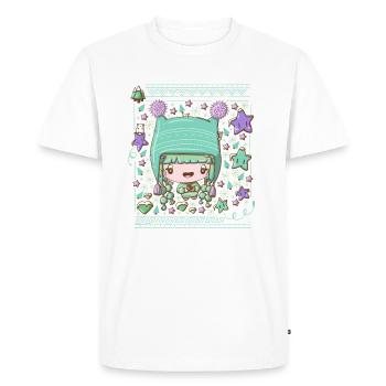 Christmas green festive bubble head cutie - Men's Premium Organic T-Shirt - white - Front - Nico (187cm)