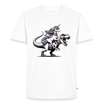 Licorne Dinosaure Créature Fantastique Tendance - T-shirt Premium bio Homme - blanc - Devant - Nico (187cm)