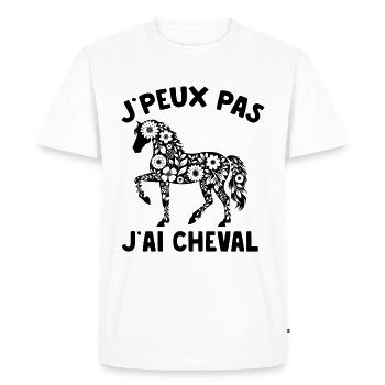 J'Peux Pas J'ai Cheval Humour Fille Équitation - T-shirt Premium bio Homme - blanc - Devant - Nico (187cm)