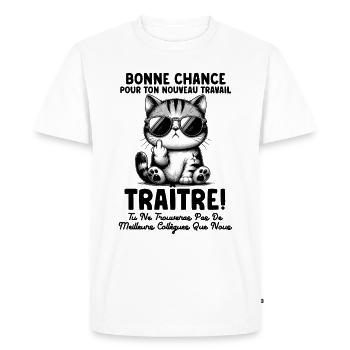 Idée Cadeau Départ Collègue De Travail Humour - T-shirt Premium bio Homme - blanc - Devant - Nico (187cm)