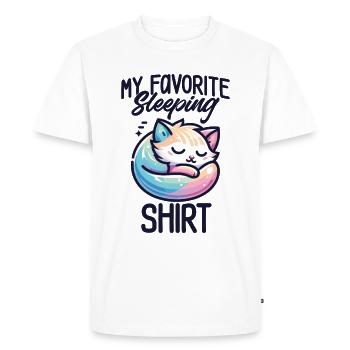 Kitten Sleep Humor Gift Pajamas Lazy - Men's Premium Organic T-Shirt - white - Front - Nico (187cm)