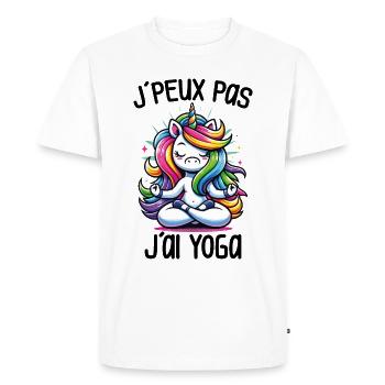Licorne J'Peux Pas J'ai Yoga Méditation Femme Cool - T-shirt Premium bio Homme - blanc - Devant - Nico (187cm)
