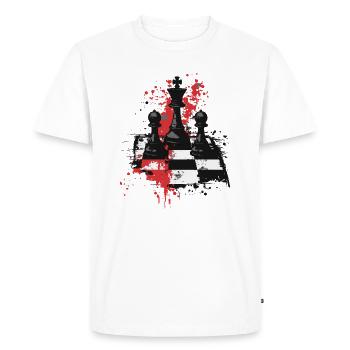 Pièces d’échecs, roi et pions - T-shirt Premium bio Homme - blanc - Devant - Nico (187cm)