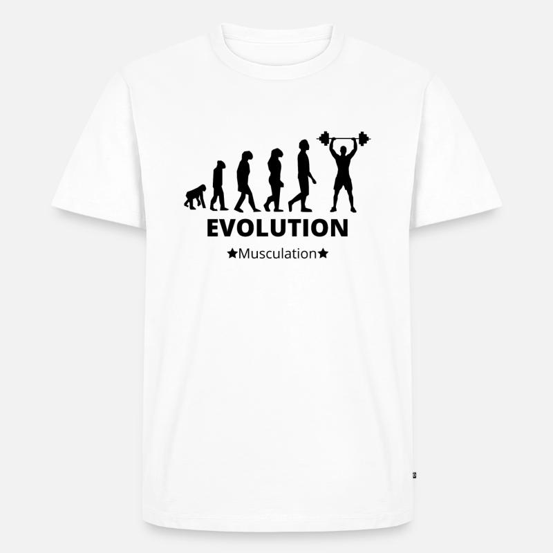 Evolution - Bodybuilding - Männer Premium Bio T-Shirt - Weiß