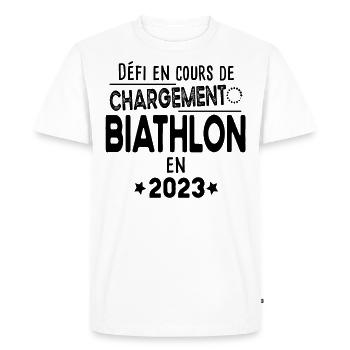 2023 Biathlon Biathlète Sport Ski Tir Humour - T-shirt Premium bio Homme - blanc - Devant - Nico (187cm)