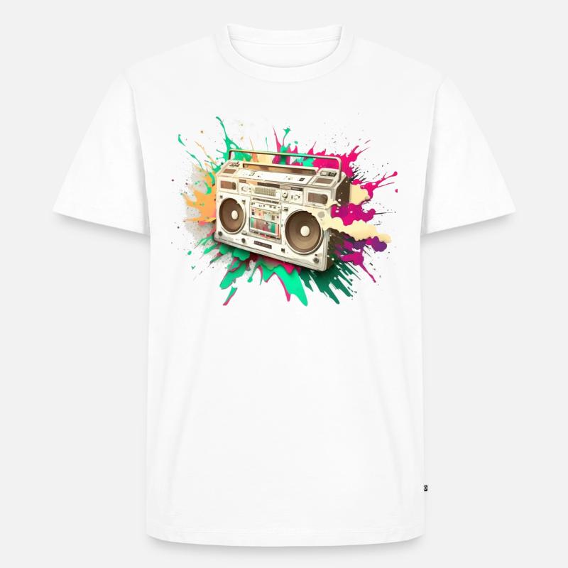 Stereo-Farbexplosion - Männer Premium Bio T-Shirt - Weiß