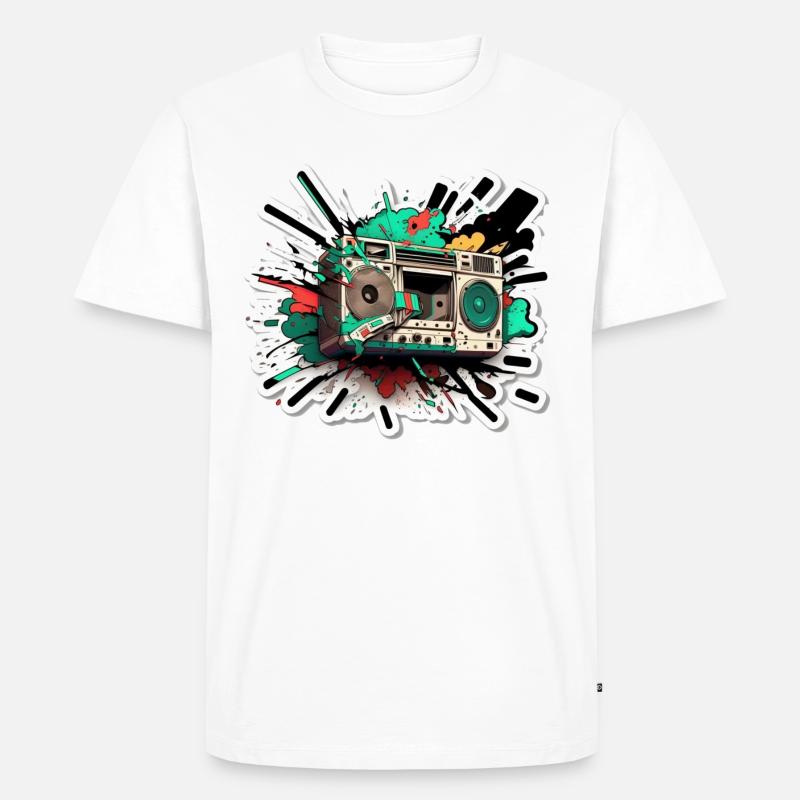 Stereo-Explosion - Männer Premium Bio T-Shirt - Weiß