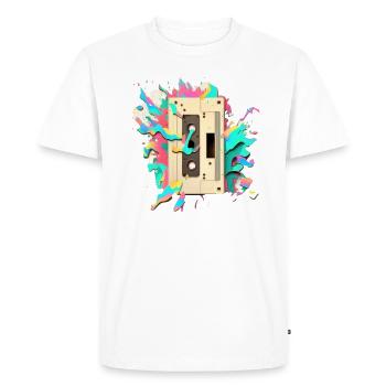 Cassette rétro - T-shirt Premium bio Homme - blanc - Devant - Nico (187cm)
