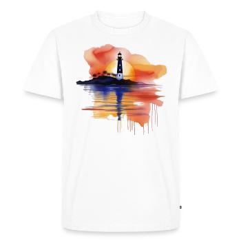 A Watercolor Lighthouse Scene - Men's Premium Organic T-Shirt - white - Front - Nico (187cm)