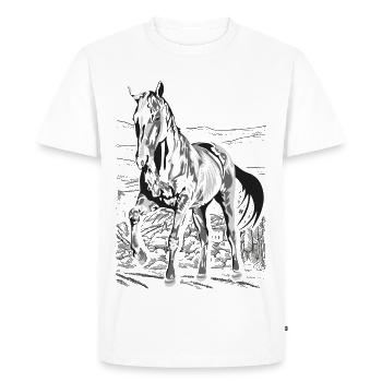 Équitation - cavalier - école d'équitation - beau cheval - T-shirt Premium bio Homme - blanc - Devant - Nico (187cm)