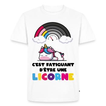 C'est fatiguant d'être une licorne Humour Fille - T-shirt Premium bio Homme - blanc - Devant - Nico (187cm)