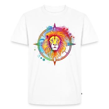 Ouzo the Lion - Men's Premium Organic T-Shirt - white - Front - Nico (187cm)