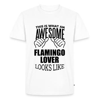 Flamant rose Flamant rose Flamant rose - T-shirt Premium bio Homme - blanc - Devant - Nico (187cm)