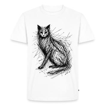 Croquis de chat abstrait - T-shirt Premium bio Homme - blanc - Devant - Nico (187cm)
